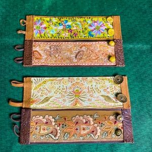 Vintage handmade Sari leather bracelets